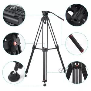 Andoer D1801 사진 삼각대 스탠드 알루미늄 합금 DSLR 카메라 캠코더 용 3 섹션 페이로드 10kg
