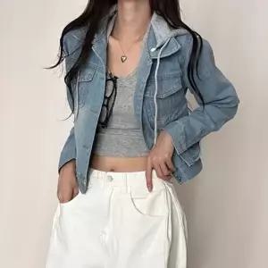 코트 자켓 점퍼 아우터 간절기 탈부착 후드 청 데님 재킷 숏