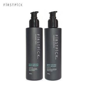 퍼스트픽 옴므 스킨200ml+옴므 로션200ml +물티슈/남성 스킨로션/시카 아하 바하/모공 각질제거/29년03월까지