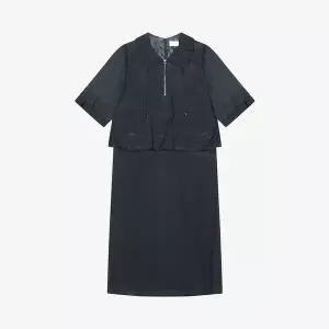 [하프클럽/신원아울렛]쉬폰 배색 스트링 원피스 BKOAE2533 H