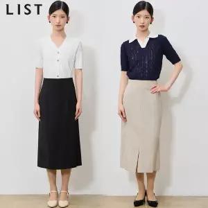 [리스트(LIST)] 베이직 슬릿 미디 스커트 (택가격: 138000원)