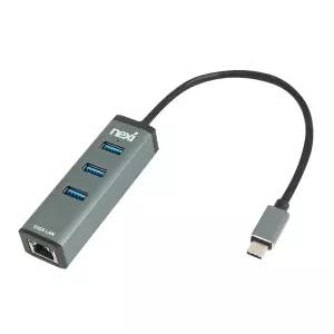 멀티 USB C타입 to 이더넷 유선 기가 랜카드 허브 3포트 노트북 외장형 휴대용 어댑터 젠더 컴퓨터 맥북