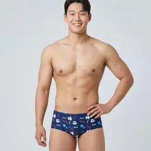 [토네이도] 남자 수영복 하이컷 탄탄이 숏사각 실내수영복 키치NVY