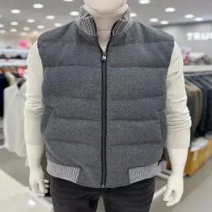 남성 니트 카라 울 구스다운 혼방 그레이 컬러 베스트 패딩 조끼 170JPJK