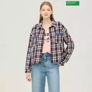 [베네통] 라인 테이핑 체크 블라우스 BABL07511_P416791000