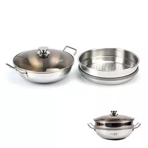 스텐 2단 양수 찜냄비 전골 36cm솥 찜기 만두 샤브샤브 국수