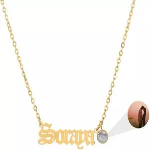 Suxerlry 맞춤형 925 스털링 실버 올드 잉글리시 네임 펜던트 커스텀 사진 투사 기념 목걸이