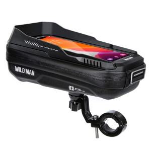 와일드 맨 핸들바 폰 홀더 가방 0.6L 산악 자전거 하드 쉘 핸들바 가방 방수 퀵 릴리즈 MTB 자전거 오토바