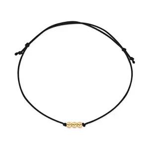 [비앤비골드]당일발송 14K 3mm 미니 골드 3볼 실크끈 블랙 실팔찌 BHB42690