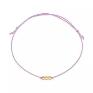 [비앤비골드]당일발송 14K 3mm 미니 골드 3볼 실크끈 퍼플 실팔찌 BHB42692