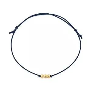 [비앤비골드]당일발송 14K 3mm 미니 골드 3볼 실크끈 네이비 실팔찌 BHB42693