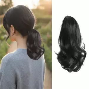 풍성한 볼륨 포니테일 숏 롱가발 자연스러운 웨이브 헤어피스 스타일링 단모가발 집게가발 포니테일 부분가