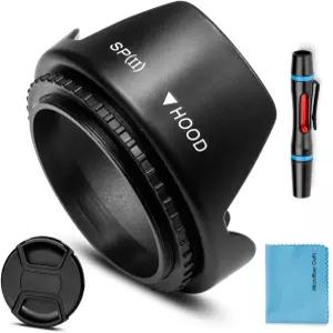82mm 렌즈 후드 캐논 니콘 소니 펜탁스 올림푸스 후지 카메라용 센터 핀치 캡이 있는 유니버설 튤립 플라워