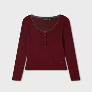 후아유 WHOAU Ribbed Henley neck Pullover WHKAG4822F