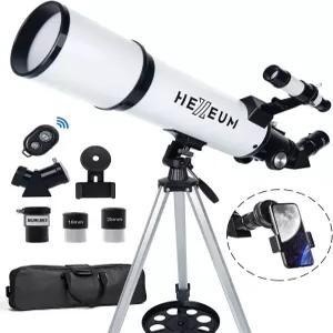 쿨프테 망원경 80mm 구경 - 천문학적 휴대용 굴절 완전 다중 코팅 고전송 AZ 마운트 삼각대 전화 어댑터