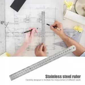 스테인레스 스틸 금속 직선 자 정밀 양면 측정 도구 스케일 미터법 1550cm 테이블 클리어