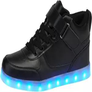 남성용 산예스 LED 라이트 업 슈즈 USB 충전식 하이탑 빛나는 스니커즈 댄싱