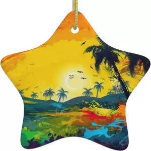 크리스마스 장식품 트리 세라믹에 황금 밧줄 별 걸이 펜던트가 달린 화려한 추상 풍경 장식 공예 홀리데이