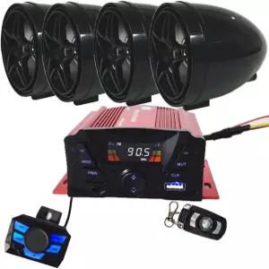 12V 4채널 UTV 골프 카트 모터사이클 날씨 방지 블루투스 스피커 MP3 뮤직 플레이어 사운드 오디오