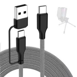 Arzweyk 2in1 USB A/C to C Microphone Cable Cord Compatible with Fifine AmpliGame A6V A6T AM6 A8 A8T