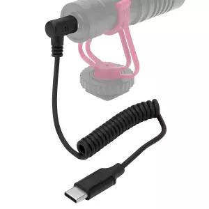 크리에이터를 위한 GEEKRIA USB C에서 3.5mm TRS 마이크 코일 케이블 20인치/50cm Rode VideoMic GO II