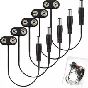 CHANZON UL 와이어 9v 배터리 어댑터 컨버터 9볼트 파워 기타 케이블 클립 2.1mm x 남성용 5Pcs T형