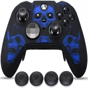 Xbox 엘리트 시리즈 2 컨트롤러용 실리콘 스킨을 엄지 그립으로 조각한 YoRHA 카빙 x 1 스컬 블루 4