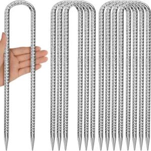 12인치 U 스테이킹 8팩 헤비 듀티 트램플린 풍력 야외 장식용 금속 개를 파는 울타리 풍선 앵커 실버