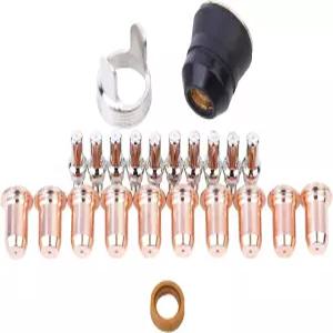 23pcs 플라즈마 절단 토치 IPT-60 PT-60 노즐 팁 1.0mm 0.039인치 및 전극 실드 캡 스탠드 오프