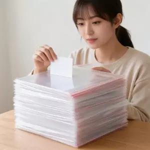 OPP 투명봉투 접착식 폴리백 사무실 포장 재료 낱장 비닐 포장지 선물용