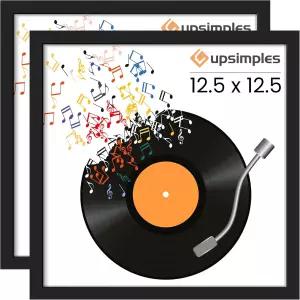 업심플 비닐 레코드 프레임 12.5x12.5 벽걸이 디스플레이 2개 세트 블랙 12인치 앨범 커버 갤러리 월 장식