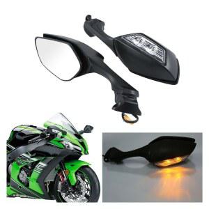 오토바이 LED 백미러 LED 조명 사이드 미러 가와사키 닌자 ZX 10R ZX 10R 2011 2015 2016 2020 H2 2014 2015