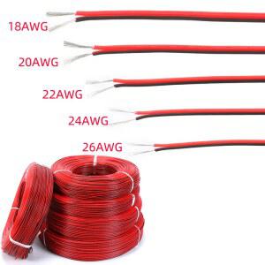 주석 도금 구리 절연 PVC 익스텐션 LED 스트립 케이블 레드 블랙 와이어 2 핀 전선 18 AWG 20 AWG 22 AWG 24/26 AWG