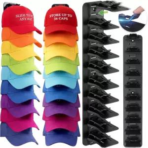 HYASTO DIY 2팩 모자 정리함 - 야구 스냅백을 위한 36개의 조절 가능한 클립 또는 나사 마운트 공간 절약형