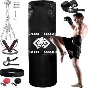 주폭스 펀칭백 체인 및 핸드 랩이 있는 4피트 무게의 무거운 가방 킥복싱 MMA 무에타이 가라테 홈짐 또는