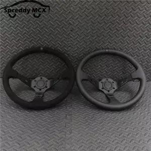 14 인치 350mm 자동차 핸들 스웨이드 가죽 딥 오목 드트 JDM 레이싱 블랙 에디션 2407MOBE125