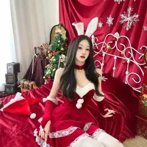 크리스마스의상 여성파티복 토끼귀 산타걸 신부 바니걸 의상 토끼 빨간