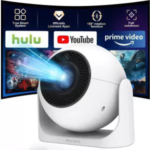블루투스를 지원하는 휴대용 미니 프로젝터 1080P 4K 자동 키스톤 보정 스마트폰 HDMI USB AV 파이어