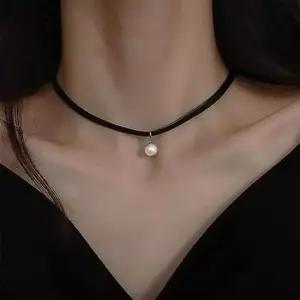 미니 진주 초커 목걸이 레이어드 여성 심플 패션 데일리 패션 파티 짧은 포인트 초커 여자