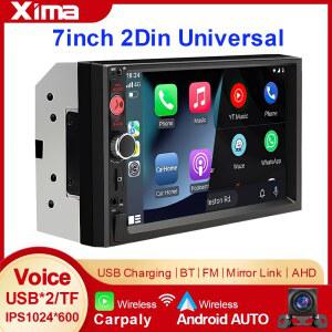 XIMA 무선 CarPlay 안드로이드 자동 7 인치 IPS 2 Din 스테레오 자동차 라디오 멀티미디어 플레이어 autoradio 헤드 유닛 블루투스 AHD 카메라
