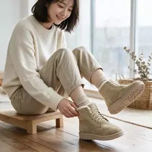 여성 방한화 숏 미들 기장 털부츠 워커 퍼 패딩 겨울 눈길 등교 등원용 신발-WFQ4ZZA