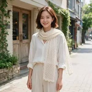 롱 스카프 도트 패턴 머플러 환절기 목 간절기 아이템 가을 겨울 봄 숄-WFQ501P