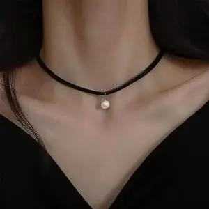 미니 진주 초커 목걸이 레이어드 여성 심플 패션 데일리 패션 파...