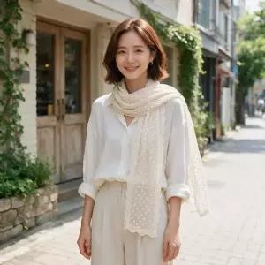 롱 스카프 도트 패턴 머플러 환절기 목 간절기 아이템 가을 겨울 ...
