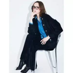 ROHEE APPAREL 소프트 퍼 버튼 니트 가디건 / 블랙 2346613
