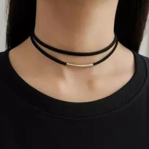 [라일리쥬얼리] Rly 목걸이 초커 가죽 더블줄 주얼리 액세서리