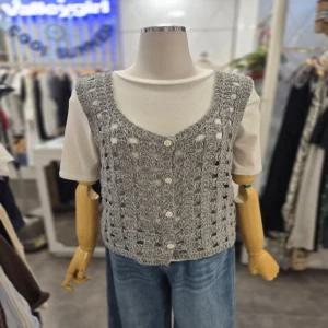 캐주얼 버튼업 크로쉐 베스트 632650