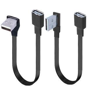 USB 남성-여성 연장 케이블 팔꿈치 90도 직각 부드러운 실리콘 플랫 USB2.0 충전 데이터