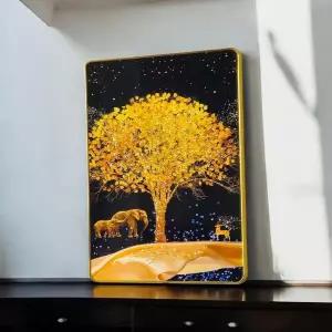 [아우트_6818]황금나무 인테리어액자 코끼리 사슴