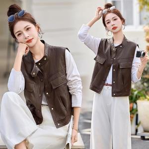 M5 여성 조끼 춘추 숏기장 차이나 가죽 재킷 코트 JEN
